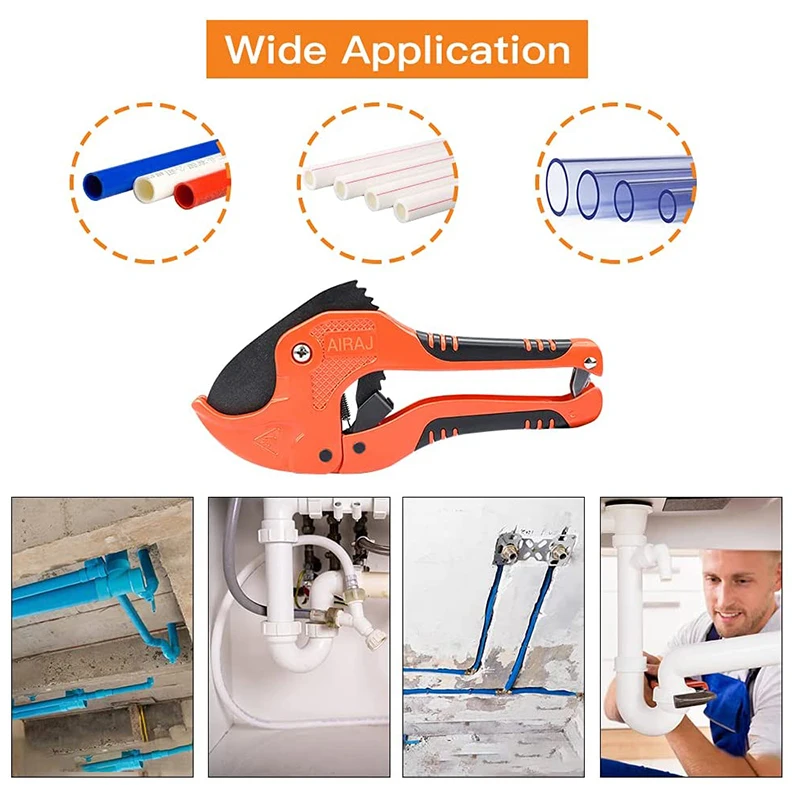 AIRAJ PVC Pipe Cutter Ratchet Scissors Tube Cutter PVC PPR Hose Cutting Hand Tools SK-5 Blade Cutting