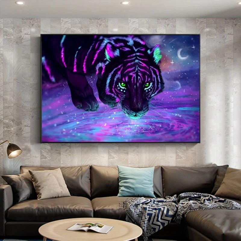 

Galaxy Stars Tigers Canvas Paintings On The Wall Posters And Prints Animals Wall Pictures For Living Room Cuadros Decoration