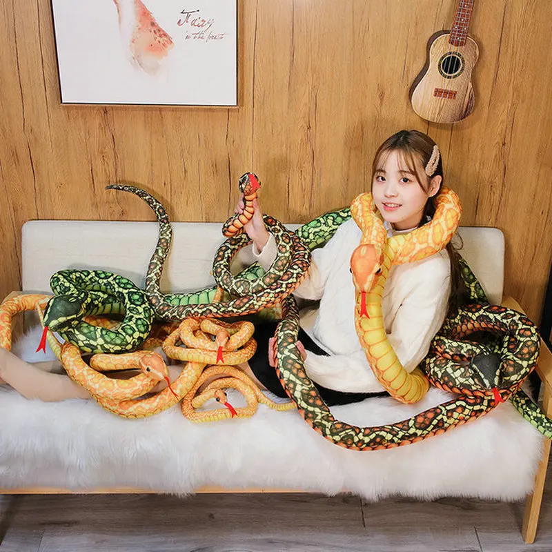 9 Styles 110-300CM Simulated Python Snake Plush Toy Giant Boa Cobra Long Stuffed Plushie Pillow Baby Child Boys Gift Decoration