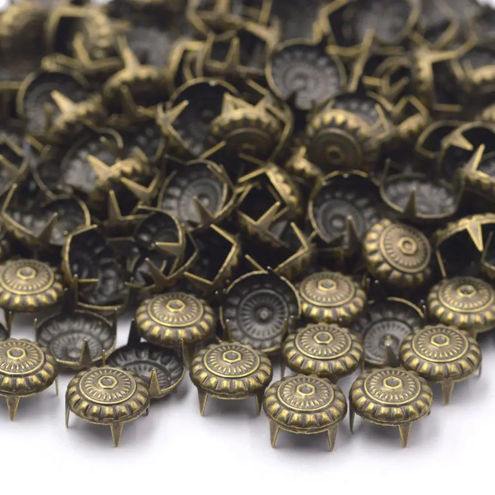 KALASO 100PCS Wholesale 11mm Bronze Color Antique Dome Stud Claw Rivets DIY Craft Supplies Leathercraft Handmade Accessories