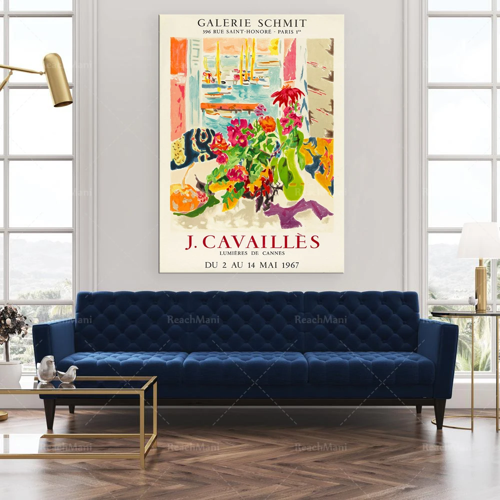 Museum Exhibition Poster Canvas Print | Flower Painting | Art Gallery Promotion | Home Decor Vintage Wall Hanging | Gift for