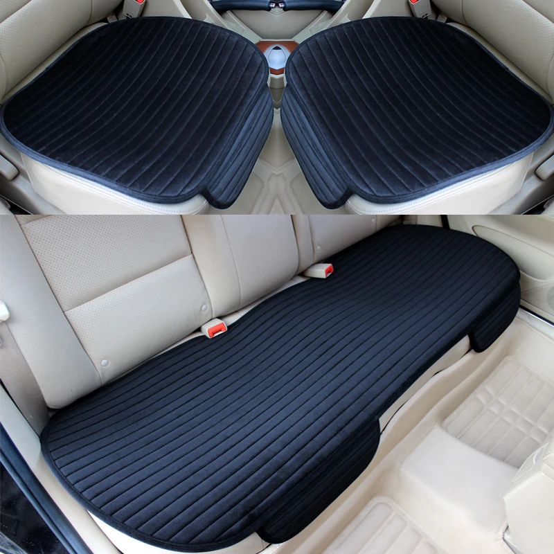 Car Seat Cover Front Rear Flocking Cloth Cushion Non Slide Auto Accessories Universa Seat Protector Mat Pad Keep Warm in Winter