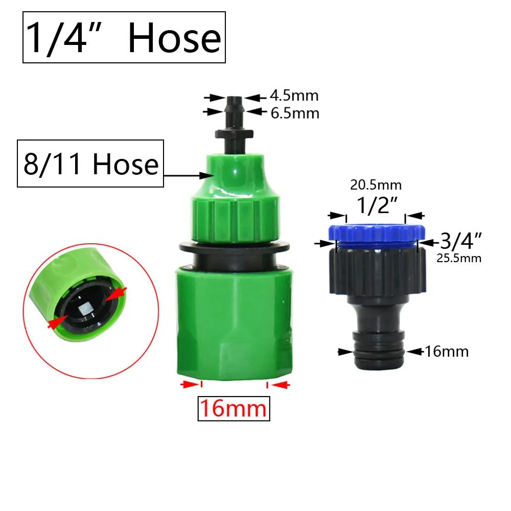 Ogród szybkie łączenie Adapter z 1/4 (ID 4mm) lub 3/8 cal (8mm) złącze kolczaste do nawadniania podlewanie ogrodu cieplarnianych