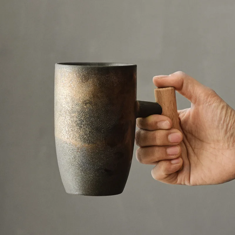 Imagem -02 - Cerâmica Caneca com Tampa Copo de Separação de Água Filtro Doméstico Flor Xícara de Chá Escritório Água Xícara de Chá Caneca de Café Preto