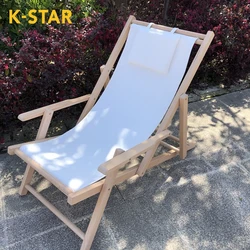 K-STAR Outdoor Beach Chair Camping Folding Chair Solid Wood Canvas Arm Chair Wooden Deck Chair Dropshipping sillas de playa somb