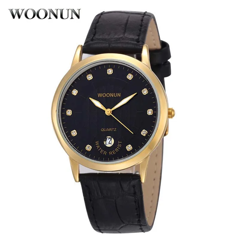 

Cheap Price Luxury Gold Watches Men Diamond Watches Leather Strap Date Quartz Watches Dropship Relogio Masculino mannen horloge