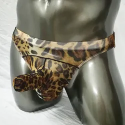 Mens Hot Leopard Low Waist Sheath  Gay Brief Underwear