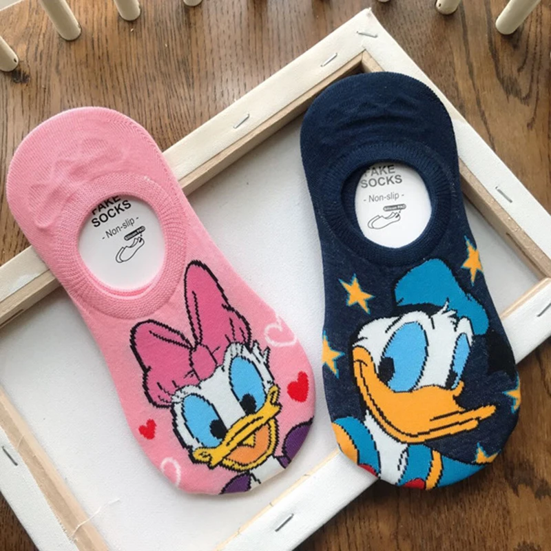 cute Donald Duck Mickey Minnie women cotton socks cartoon Disney animal funny low cut ankle socks summer invisible no show socks