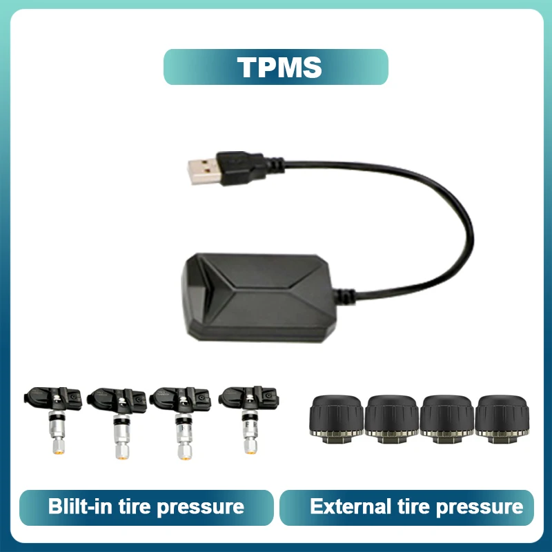 USB Android TPMS Tire Pressure Monitoring System Wireless Transmission 8 bar 116 psi Alarm System 5V Internal External