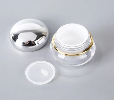 

Acrylic Jar 15g Silver Face Cream Pot Cosmetic Container Empty Round Packaging Bottle Portable Travel Refillable Makeup Tool