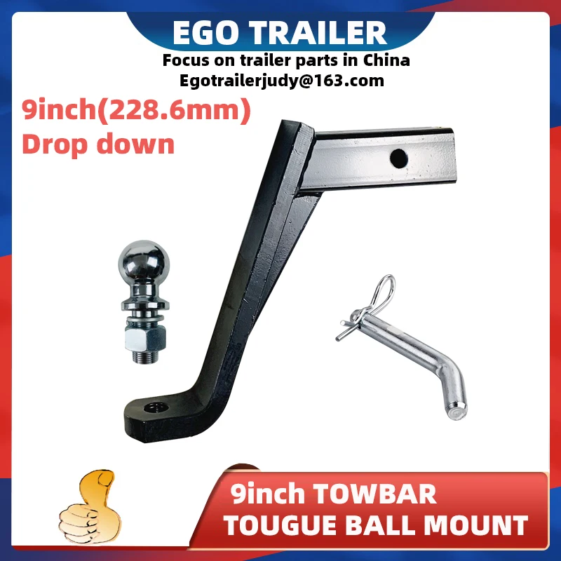 

EgoTrailer 9inch Drop Towbar Tow Bar Ball Mount Tongue Hitch Trailer Car RV boat parts accessories W/50mm 2inch ball