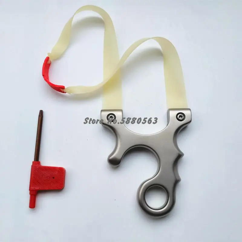 Titanium alloy hunting slingshot catapult with flat rubber band, left hand/right hand for outdoor high precision shooting