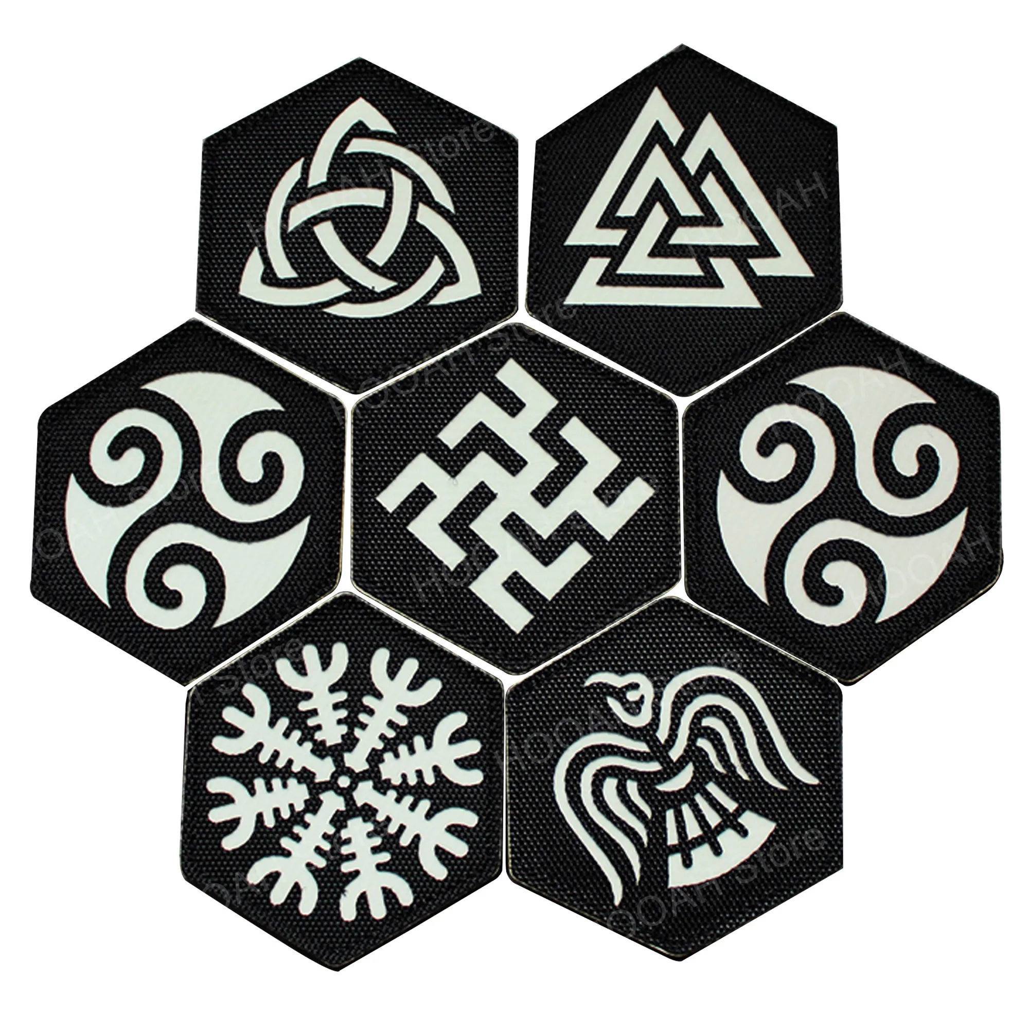 Viking kompas Vegvisir łatka taktyczna Norse Rune Aegishjalmr Luminous Patch Pagan Viking Metal pogaństwo Viking odznaka