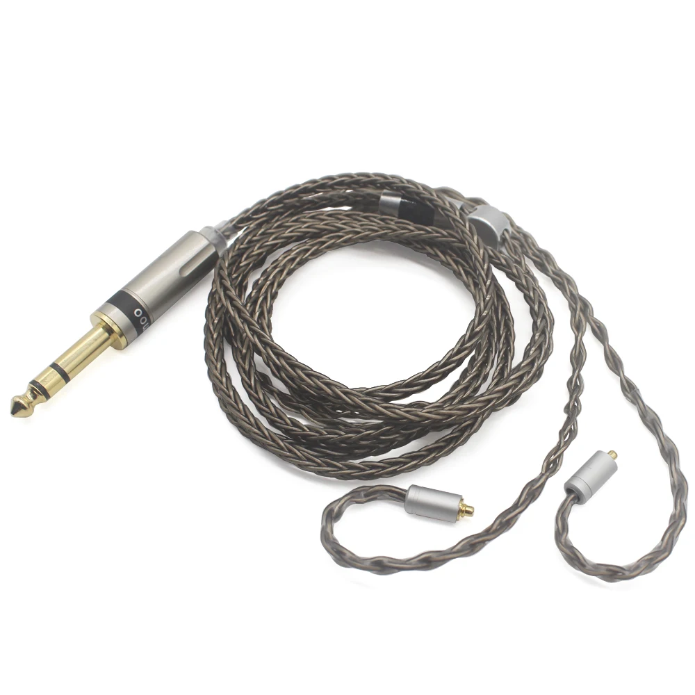 Youkamoo 6.35 مللي متر 8 الأساسية الفضة مطلي مضفر سماعة استبدال ترقية سلك كابل سماعة كابل ل QDC 0.78 مللي متر MMCX