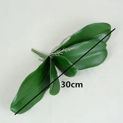 Large Size Artificial Butterfly Orchid Leaf Real Touch PU Green Plants Orchid Bonsai Accessory