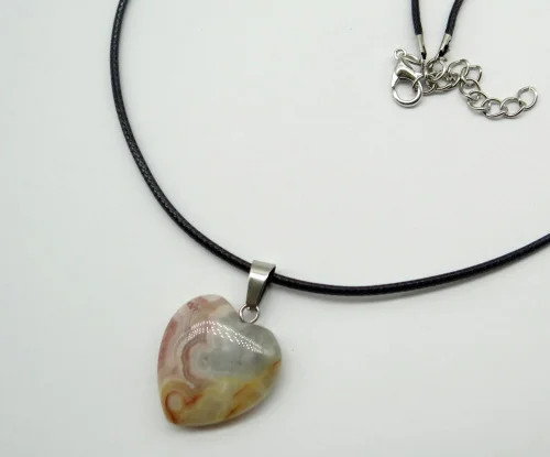 20mm Natural Stone Crystal Quartz Opal lapis Turquoises heart Pendant Leather Chains Necklace Women Fashion Jewelry 1PC