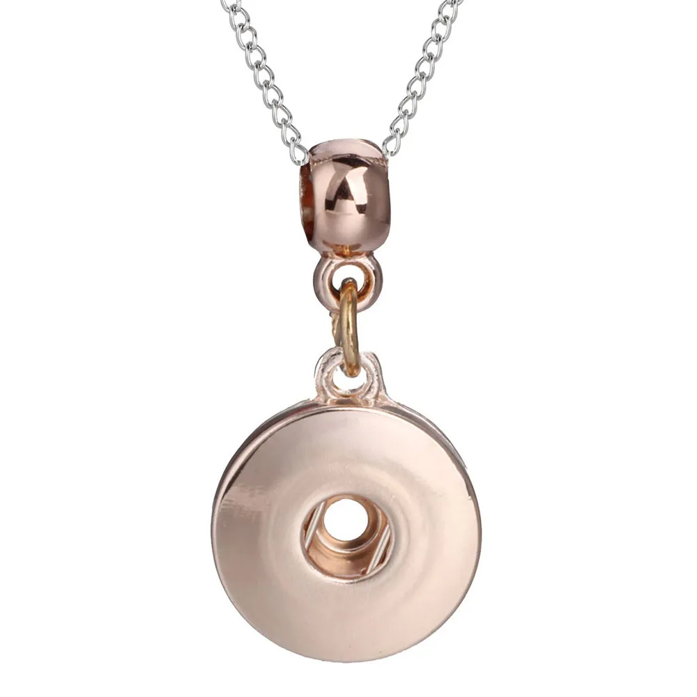 1Pc Silver Color/Rose Gold/Black/Gold Snap Button Pendant Necklace Romantic Fashion 18MM Button Snap Jewelry Nice Gift