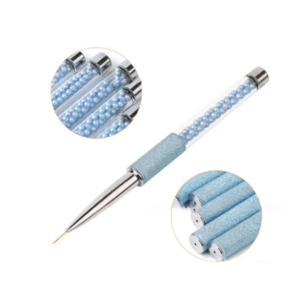 1Pc 네일 아트 라이너 드로잉 브러쉬 펜 네일 브러쉬 블루 라인 석 크리스탈 핸들 DIY 매니큐어 네일 아트 도구 002
