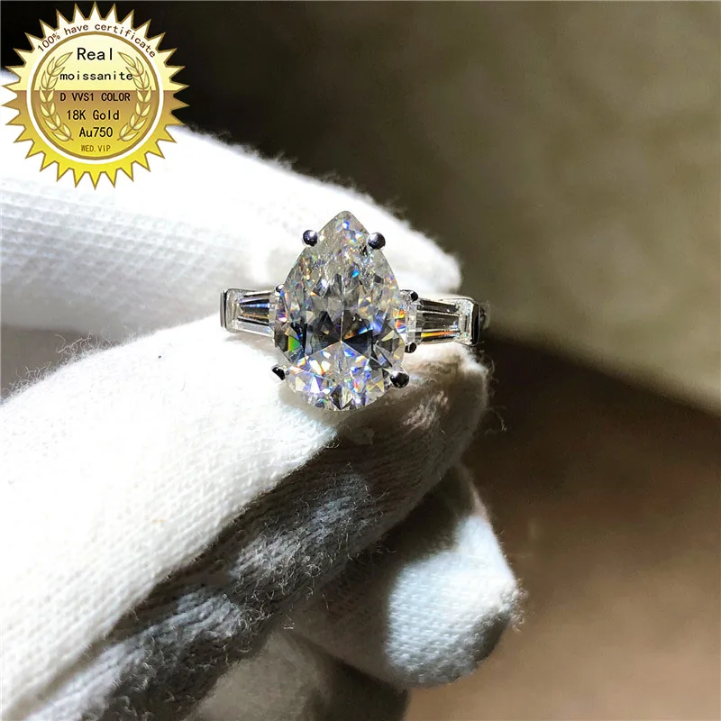 

100%18K goldr ring 2ct DVVS moissanite ring Engagement&Wedding Jewellery with certificate 0024