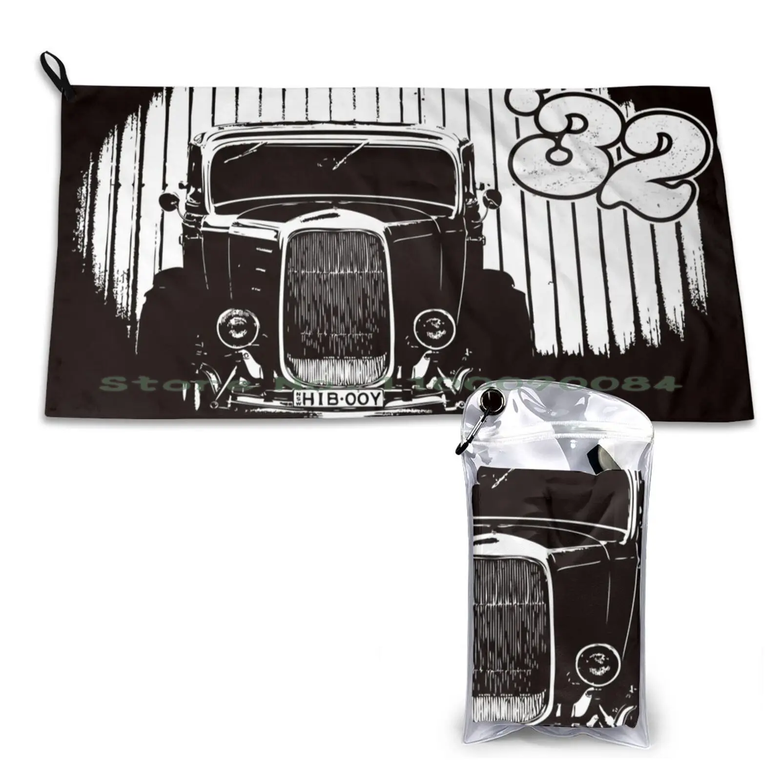 1932 Coupe Hot Rod Quick Dry Towel Gym Sports Bath Portable Automotive Motoring Ben Hosking Hosking Industries 2017 Monochrome