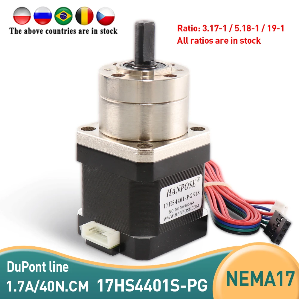 

Nema17 Stepper Motor 17HS4401S -PG5.18 :1 42 motor Extruder Gear Ratio 5.18:1 Planetary Stepper Motor Gearbox