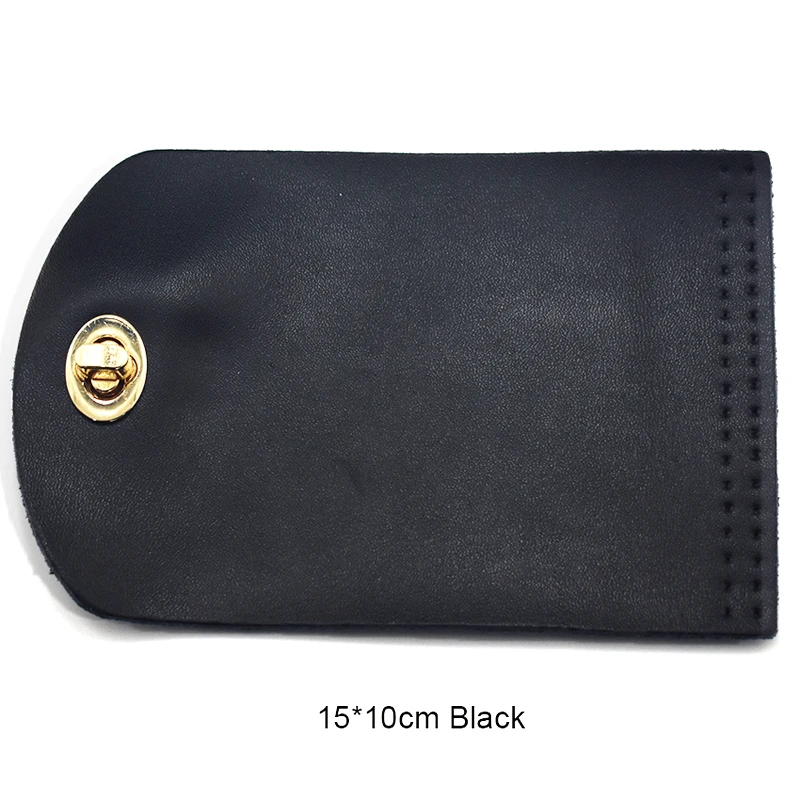 15x10cm Black Coffee Bag Flip Cover Real Leather Replacement Bag Accessories with Lock Handmade DIY Handbag Shoulder Bag Parts