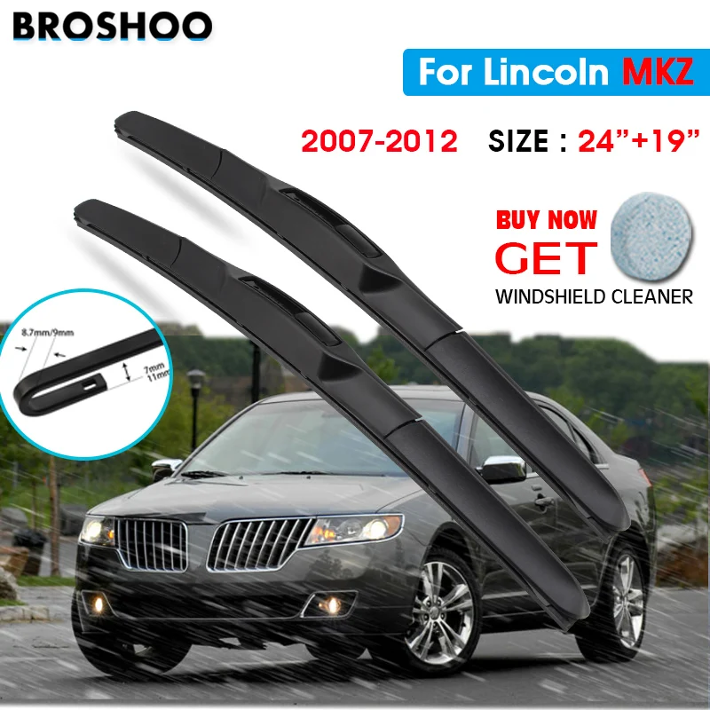 

Щетка стеклоочистителя для Lincoln MKZ 24 "+ 19" 2007-2012 Авто Стеклоочистители для лобового стекла лезвия для мытья окон подходит для U Hook Arms