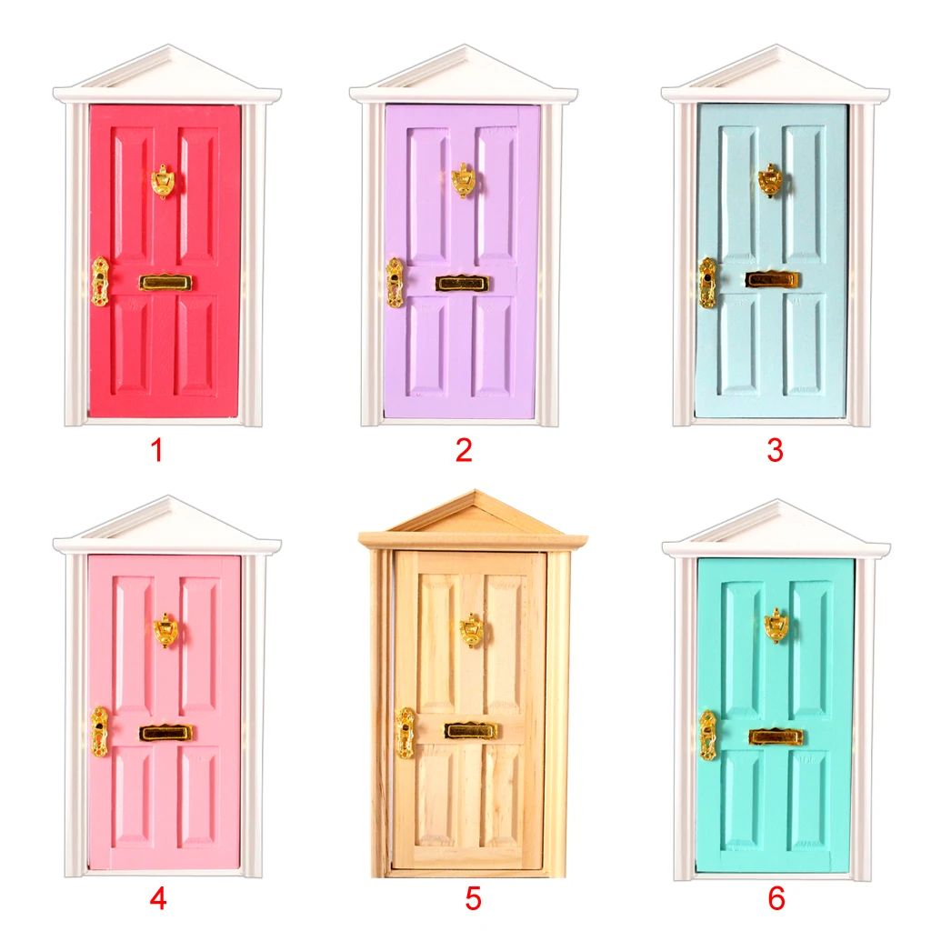 1:12 Dolls House Miniature Wooden Door Window Mailbox Dollhouse DIY Accessories