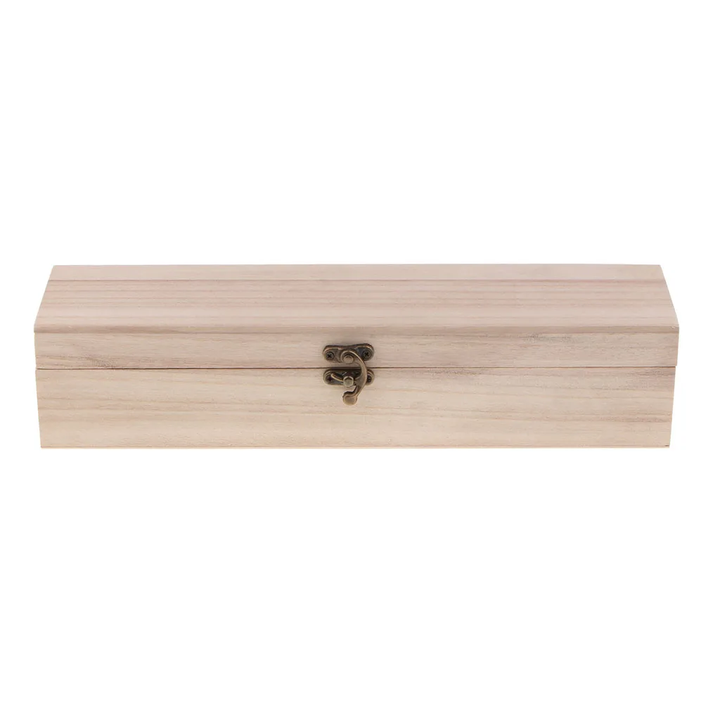 Unfinished Wooden Wine Box, Hinged with Clasp, One Size, Natural Wood Box for Painting, DIY Craft