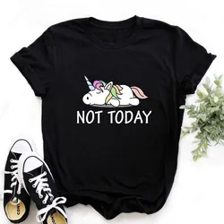 Women's Fashion Not Today T-Shirt Harajuku Kawaii Tshirt Lovely Cartoon Female Printed Casual T Shirt Cute Casual Tops,Drop Ship