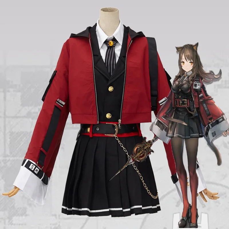 

New arknights game! Skyfire texas cosplay costume female cute halloween Party dress carnival uniforms wig full set