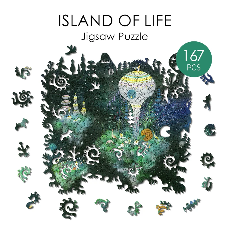 

Island of life Irregular Jigsaw Puzzle Fidget Toys Wooden Puzzle High difficulty Dreamy For Adults Kids Toy gift