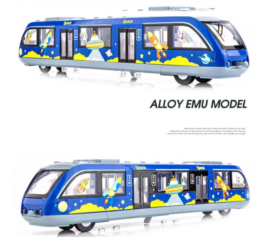 New product 1:87 alloy pull back double-section train model,simulation light rail toy,simulated sound and light,free shipping