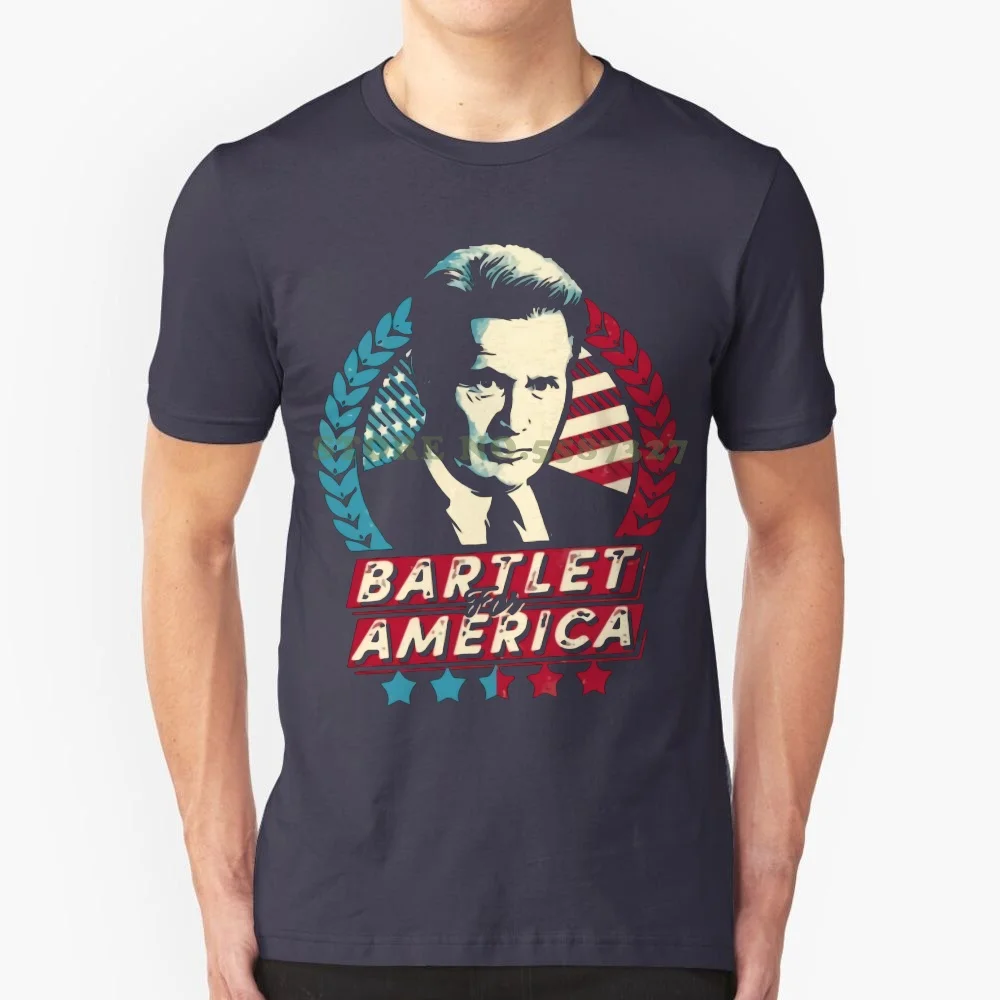 T Shirts Brand Clothes Slim Fit Printing Men's Bartlet For America T Shirt Black