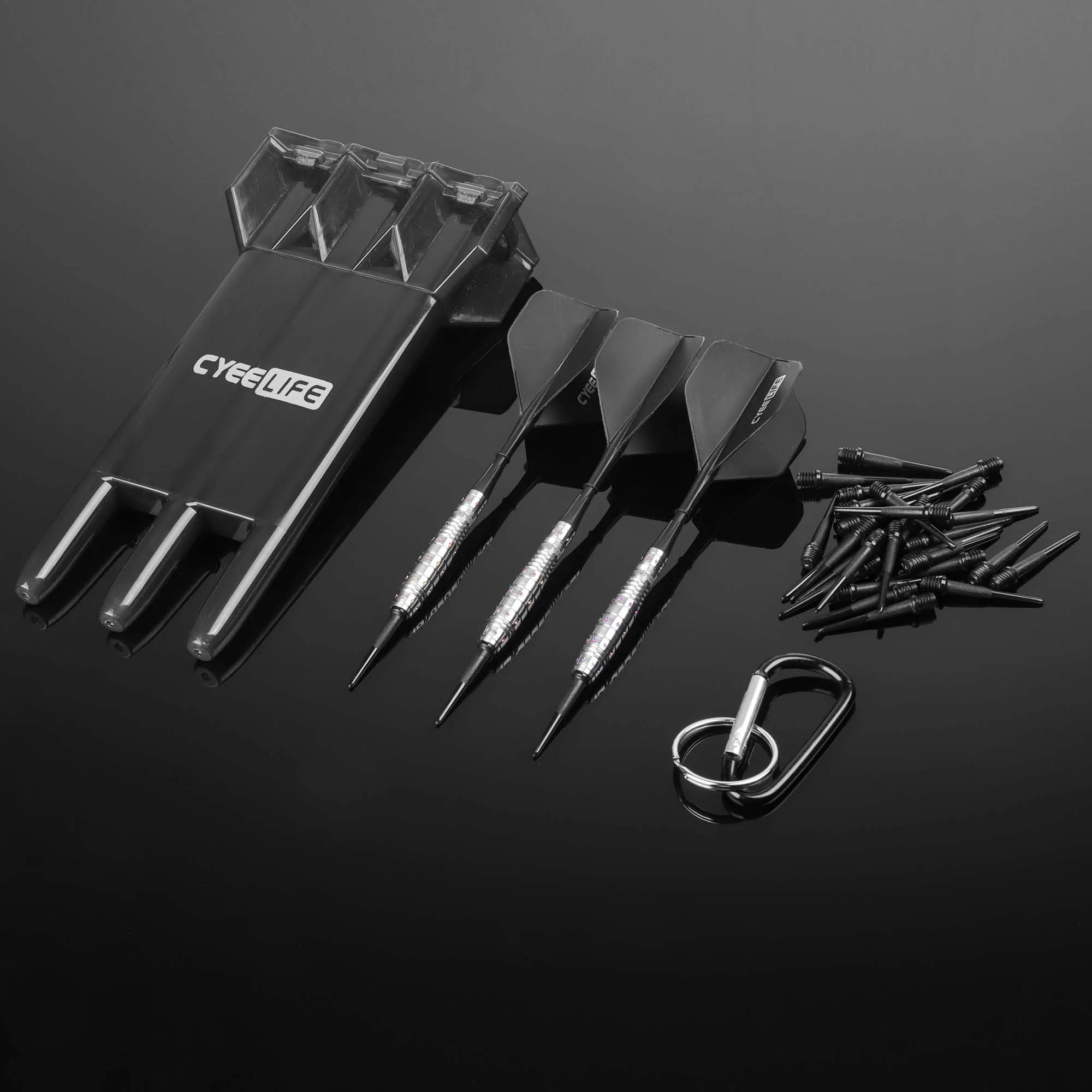 CyeeLife 16g 90% Tungsten soft tip darts set with carrying case & One piece Shafts and Flights with 100 Points