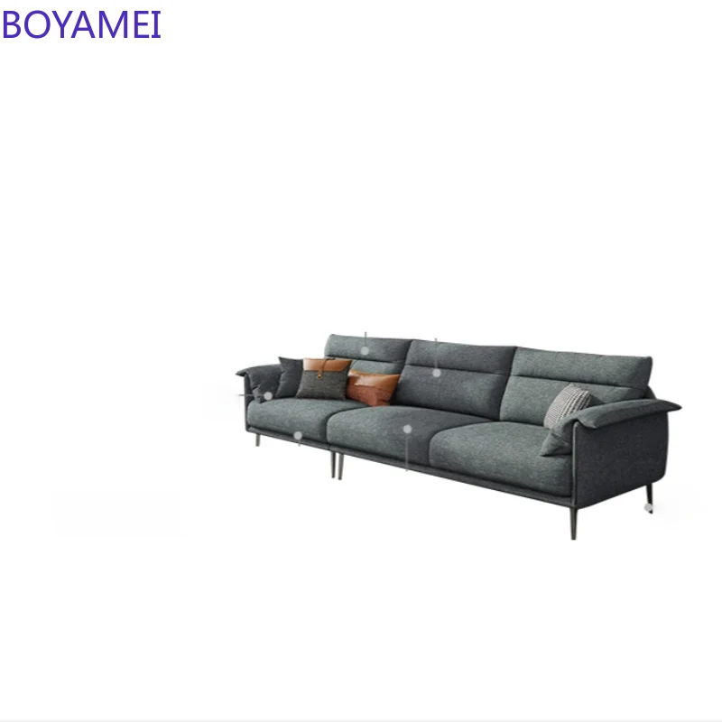 Italian down sofa three simple modern small family living room washable light luxury Nordic fabric sofa four