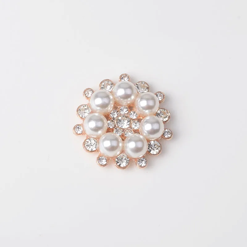 Free Shipping Wholesale 28mm 100pcs/lot Flatback Rhinestone Button With Pearl For Hair Flower Wedding Embellishment LSRB05018