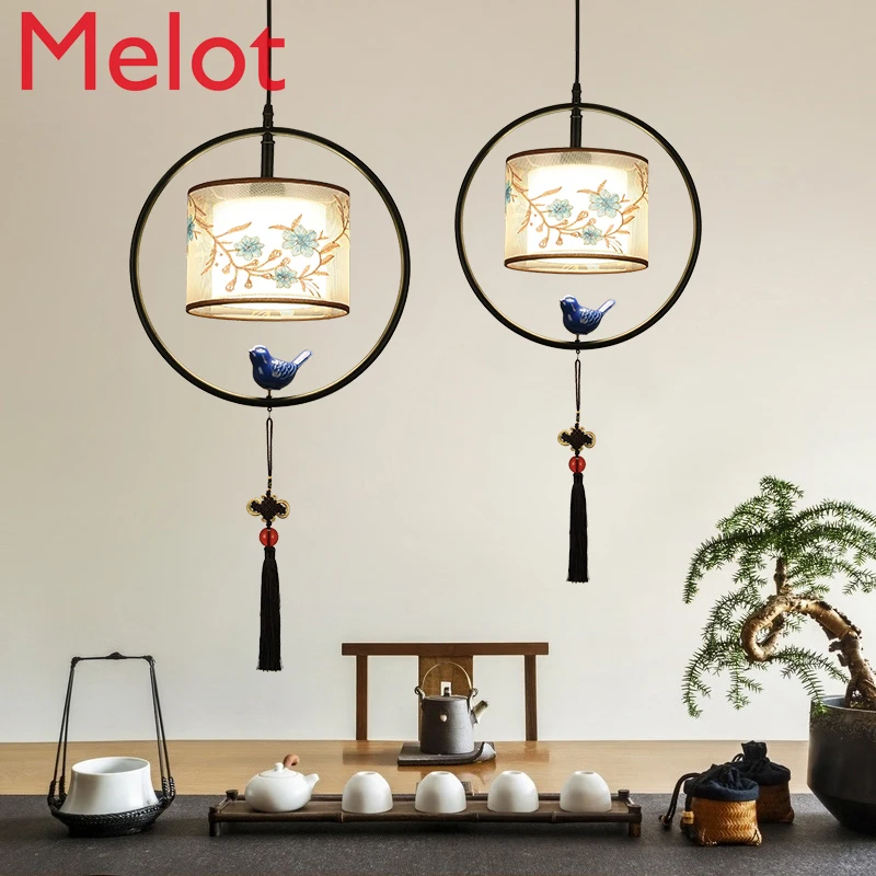 

High-End New Chinese Style Decoration Single-Head Restaurant Chandelier Simple Antique Retro Creative Small Droplight Sets