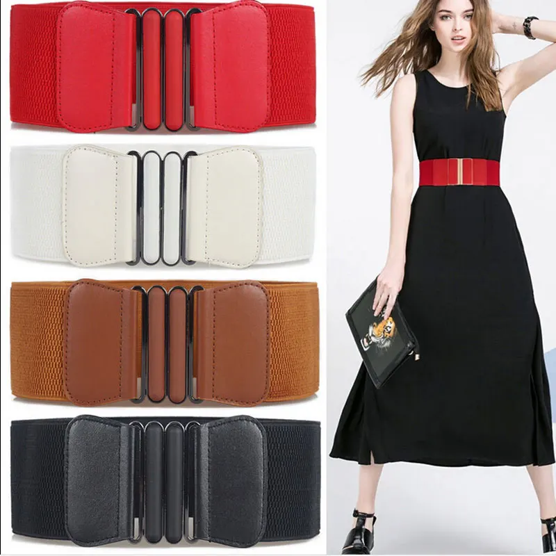 Women Elastic Wide Belt Lady Solid Stretch New Fashion Brand Waist Belts Dress Adornment For Women Waistband Bigsweety