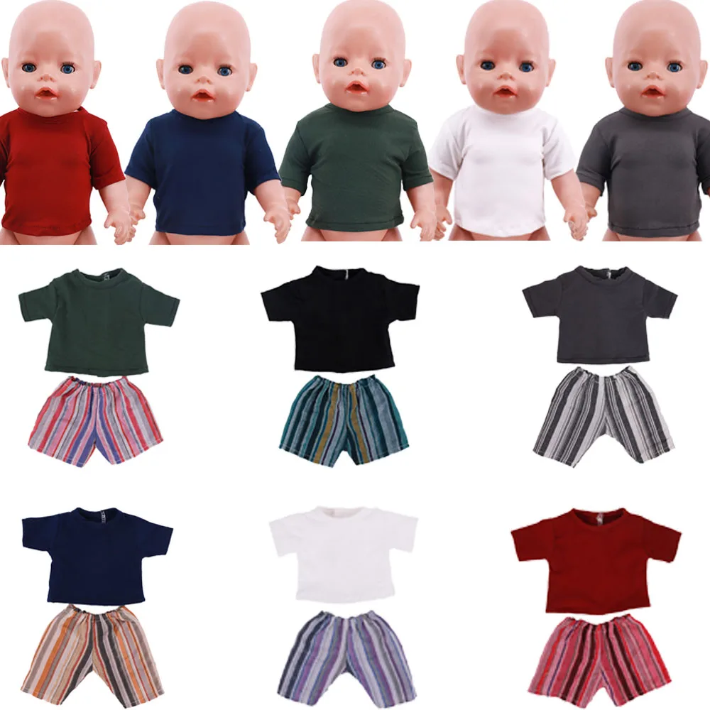 

Reborn Baby Doll T-Shirts And Pant Clothes For Baby New Born Suit For 18 Inch&43 Cm Accessories For Girls Toy Gifts