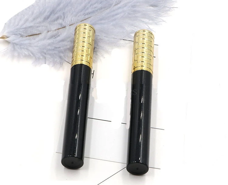 

500pcs 8ml Empty Plastic Gold Mascara Tubes, Eyelash Growth Liquid Eyeliner Bottle With Black Lid DIY Cosmetic Containers