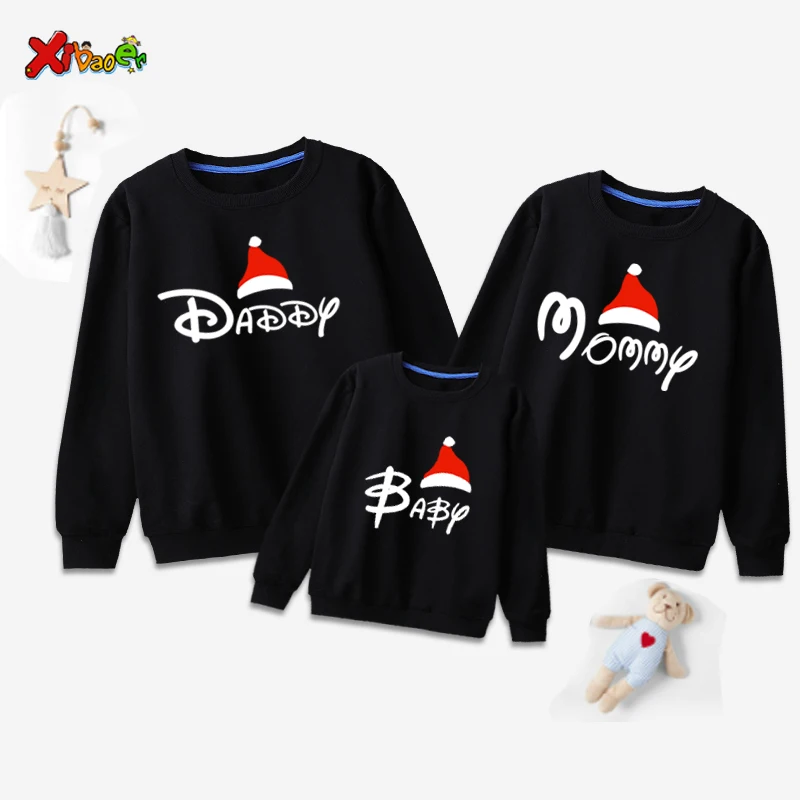 Family Christmas Hoodies Sweatshirts Outfit Gifts Sweater Costume Kids Clothing Boy Girl Clothes Children Matching Daddy Baby