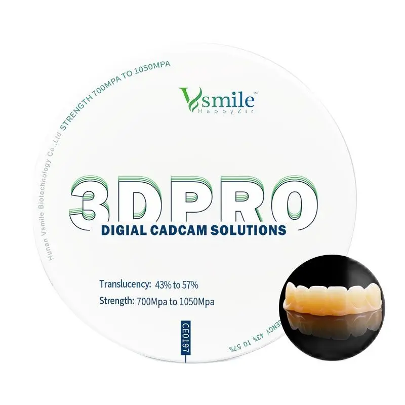 Ceramics used in Dentistry 9 layers Zolid Disc 3D Pro Multilayer Zirconia Blank Open CADCAM Syste Dental Materia