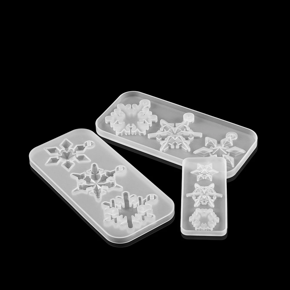 1Set Christmas Snowflake With Hole Pendant Casting Silicone Mold Necklace Decor Handmade Epoxy Resin Mold For DIY Jewelry Making