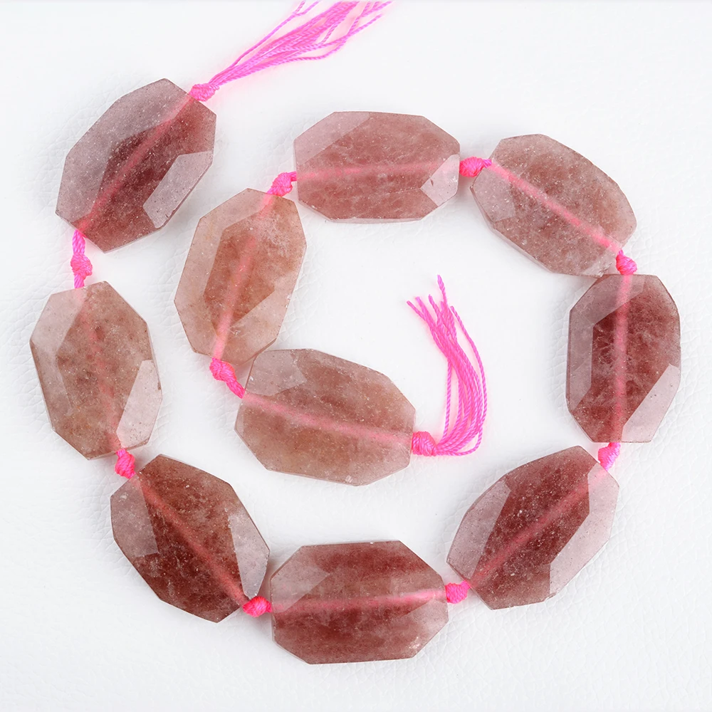 Natural 23*34mm Madagascar strawberry quartz square cube  stone beads for jewelry making design