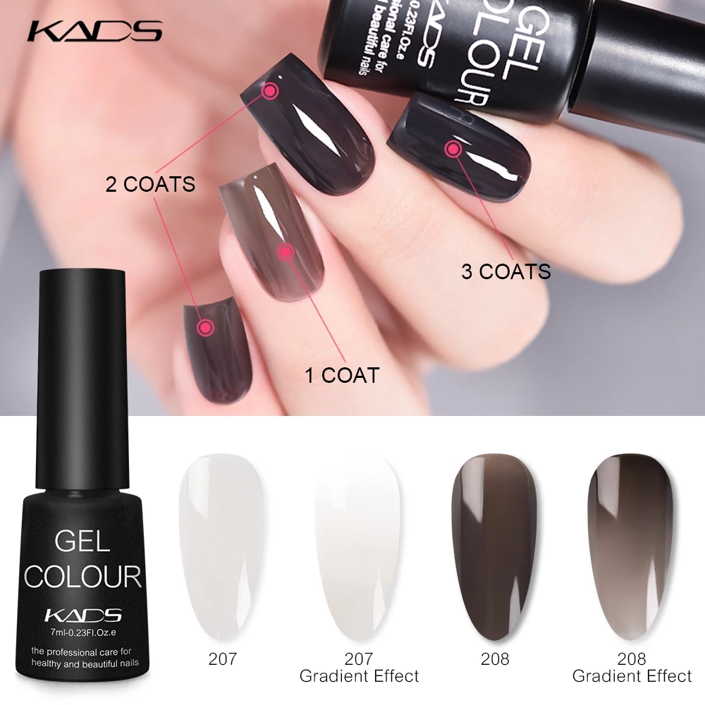 KADS Milky White Gel Polish 7ml French Translucen Jelly White and Black Soak Off Led UV Gel Varnish With Nail Dryer Lacquer