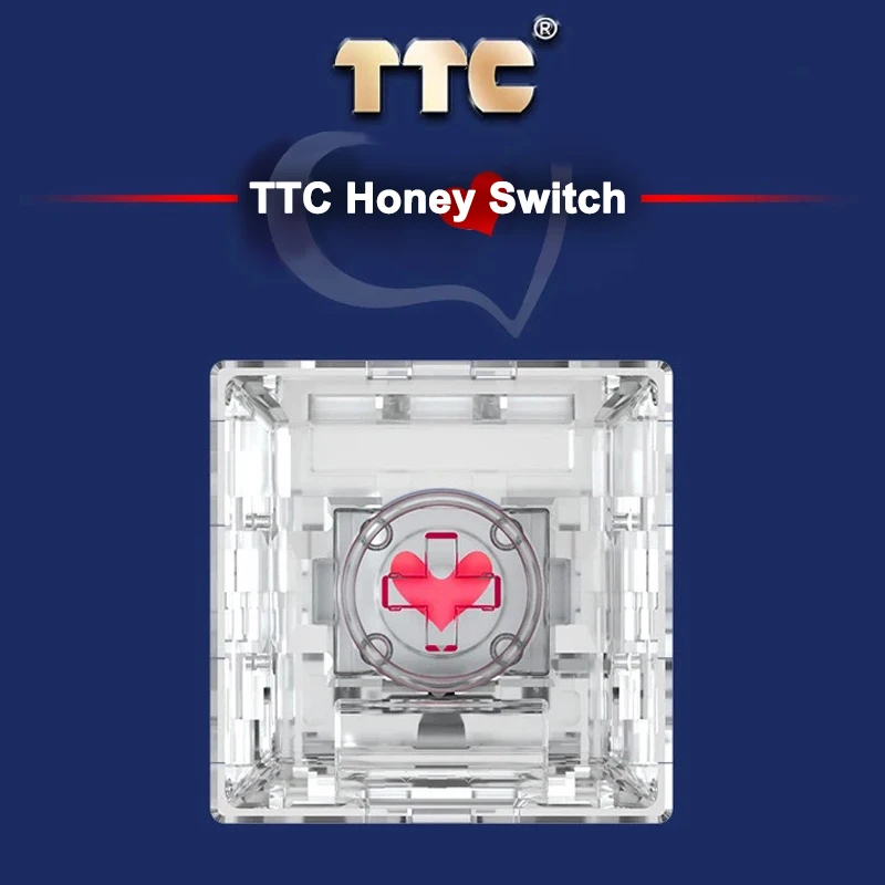 

TTC Honey Switch for Mechanical Keyboard Linear 42g 3 Pins Silent Mute Lengthened Spring Transparent Cover Stable Customize Game