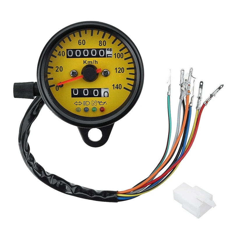 Universal Motorcycle Dual Oeter KMH Speeeter Gauge Meter LED Backlight Tachometer