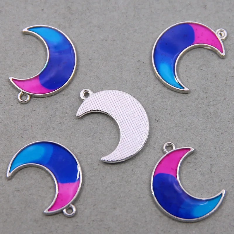 50pcs 22*17mm Cute Mini Point drill Moon   Pendants Earrings Bracelet Accessories DIY Charms For Accessories