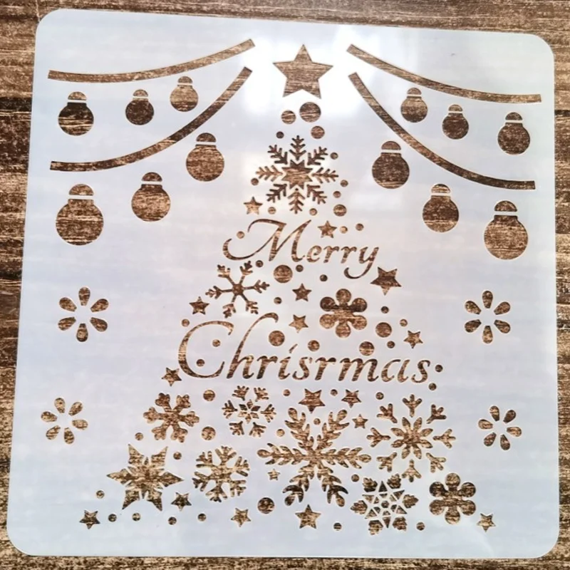 9pc Stencil Christmas Painting Template DIY Embossing Craft Accessories Scrapbooking Diary Office School Supplies Reusable 13CM